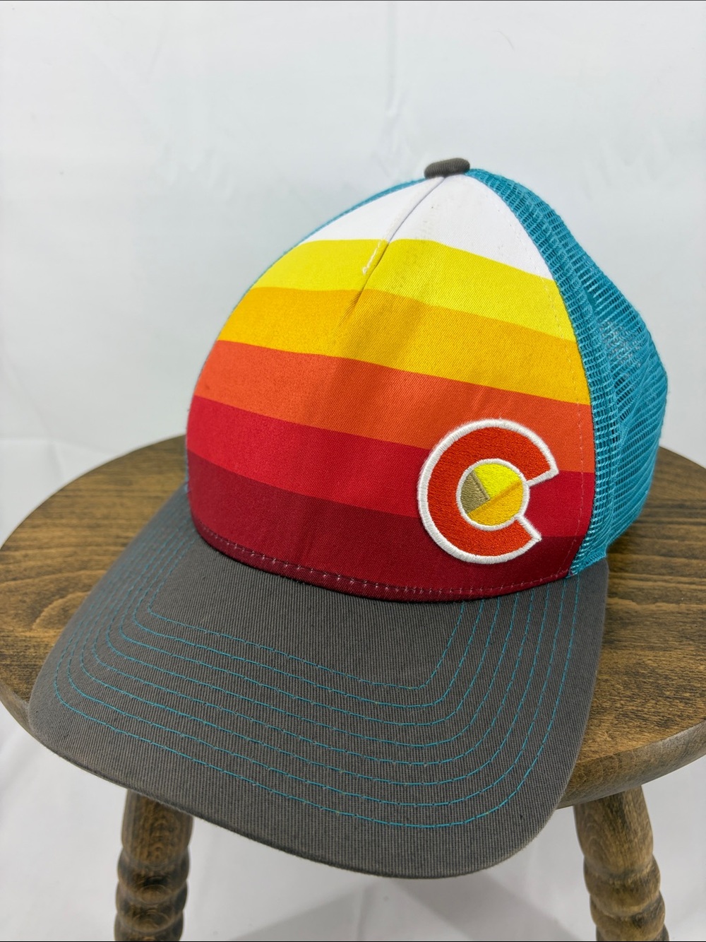YoColorado Sunset Fader Mesh Snap Back Trucker Hat Ball Cap, Turquoise
